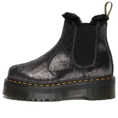 DR. MARTENS (WMNS) Dr. Martens 2976 Faux Fur-Lined Metallic Platform Chelsea Boots 'Black'