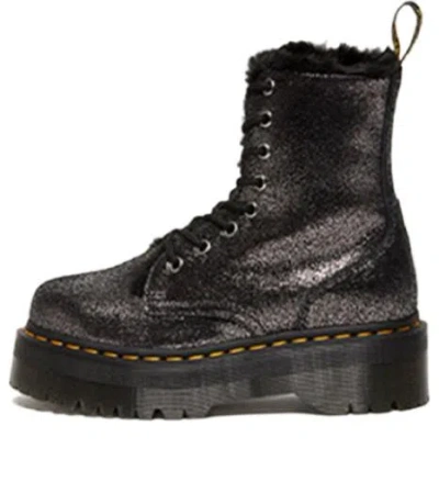 DR. MARTENS (WMNS) Dr. Martens Jadon Faux Fur-Lined Metallic Leather Platform Boots 'Black'