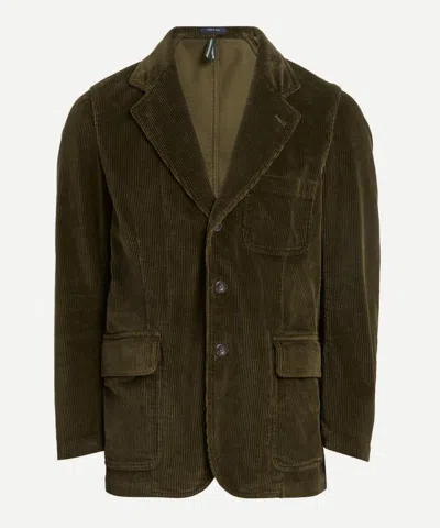 DRAKE'S DRAKES MENS OLIVE COTTON CORDUROY GAMES BLAZER MK. I