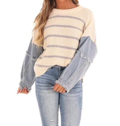 DREAMERS CHILL CHASER STRIPE SWEATER IN IVORY