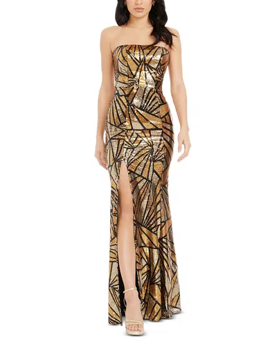 DRESS THE POPULATION DRESS THE POPULATION JANELLE GEOMETRIC SEQUIN MERMAID GOWN