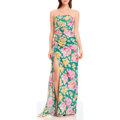 DRESS THE POPULATION DRESS THE POPULATION LULU METALLIC FLORAL STRAPLESS GOWN