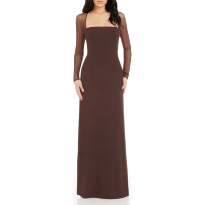DRESS THE POPULATION DRESS THE POPULATION MAXWELL SQUARE NECK LONG SLEEVE GOWN