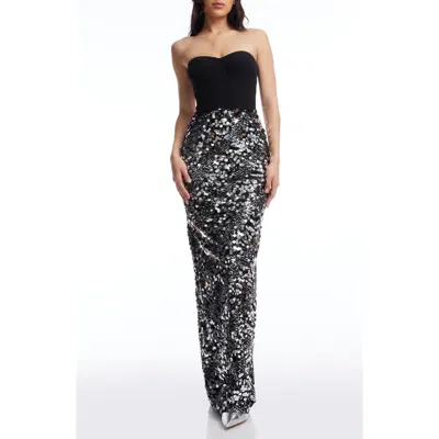 DRESS THE POPULATION DRESS THE POPULATION VADA SEQUIN & PAILLETTE STRAPLESS GOWN