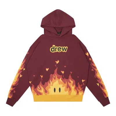 DREW HOUSE MEN'S DREW HOUSE FIRE HOODIE IN BURGUNDY