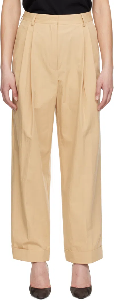 DRIES VAN NOTEN BEIGE PLEATED TROUSERS