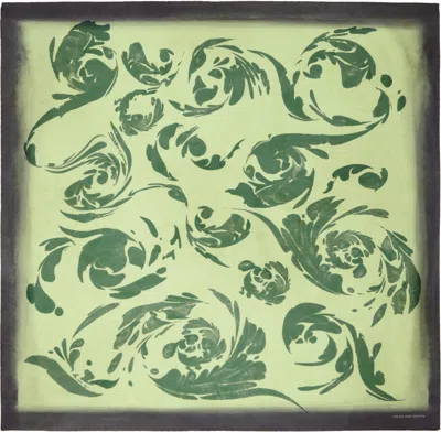 DRIES VAN NOTEN BLACK & GREEN PRINTED SILK SCARF