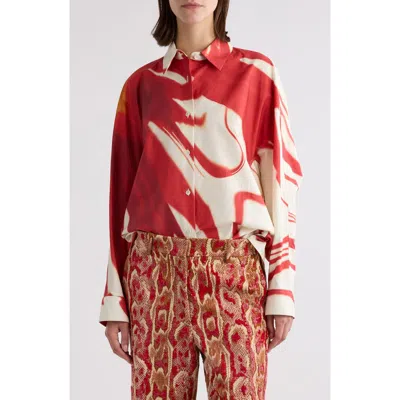 DRIES VAN NOTEN DRIES VAN NOTEN CASIO PRINT OVERSIZE COTTON POPLIN BUTTON-UP SHIRT