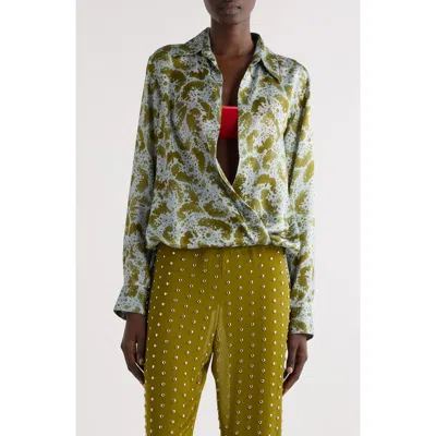 DRIES VAN NOTEN DRIES VAN NOTEN CEDAL ORCHID PETAL PRINT SILK WRAP TOP