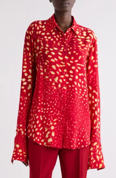 DRIES VAN NOTEN DRIES VAN NOTEN CELINA ORCHID SPOT SNAP-UP SHIRT