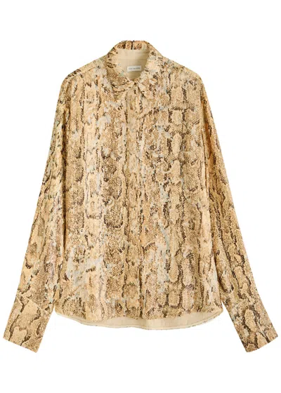 DRIES VAN NOTEN DRIES VAN NOTEN CELINE PYTHON-PRINT SEQUIN-EMBELLISHED SHIRT