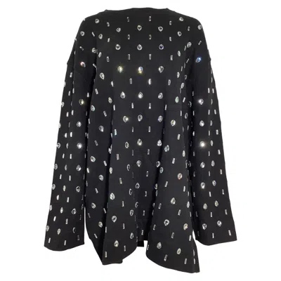 DRIES VAN NOTEN CRYSTAL EMBELLISHED SWEATER IN BLACK COTTON