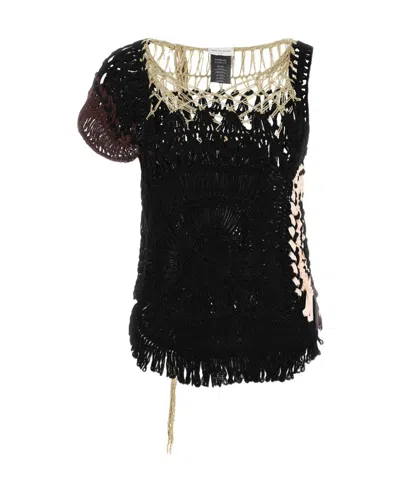 DRIES VAN NOTEN DRIES VAN NOTEN DRAPED CROCHET ASYMMETRIC KNIT TOP