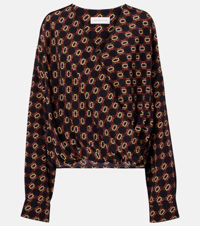 DRIES VAN NOTEN DRAPED PRINTED SILK TOP