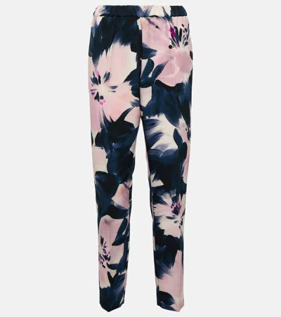 DRIES VAN NOTEN FLORAL HIGH-RISE SLIM PANTS