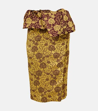 DRIES VAN NOTEN FLORAL RUFFLED MIDI SKIRT
