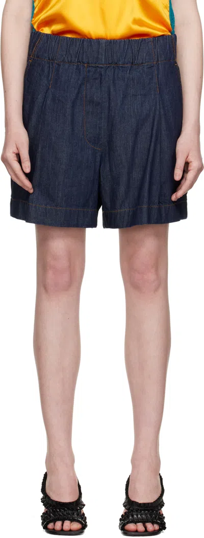 DRIES VAN NOTEN INDIGO WIDE DENIM SHORTS