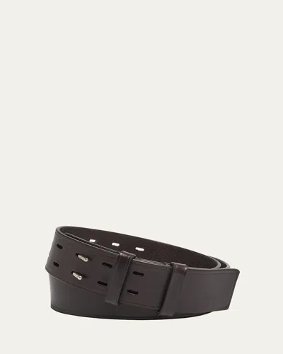 DRIES VAN NOTEN MEN'S DOUBLE-PRONG CALF LEATHER BELT