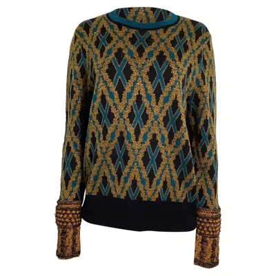 DRIES VAN NOTEN METALLIC PATTERNED SWEATER IN MULTICOLOR WOOL