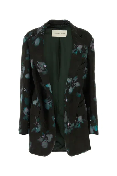 DRIES VAN NOTEN PRINTED SATIN BLAZER