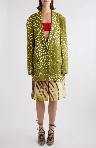 DRIES VAN NOTEN DRIES VAN NOTEN SHERAZ LEOPARD ORCHID PRINT BELTED MIDI SKIRT