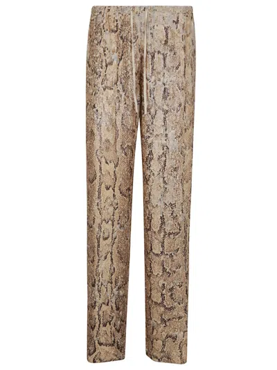 DRIES VAN NOTEN DRIES VAN NOTEN SNAKE PRINT RELAXED FIT PANTS WITH INTRICATE TEXTURES