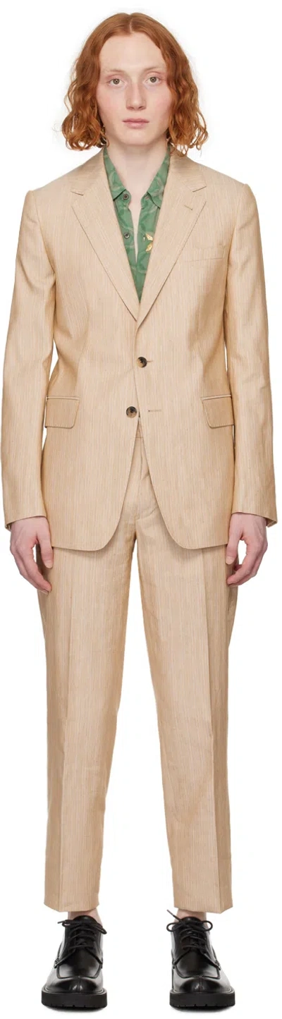 DRIES VAN NOTEN TAN NOTCHED SUIT