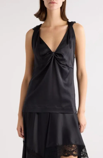 DRIES VAN NOTEN DRIES VAN NOTEN TWIST DETAIL STRETCH SILK TOP