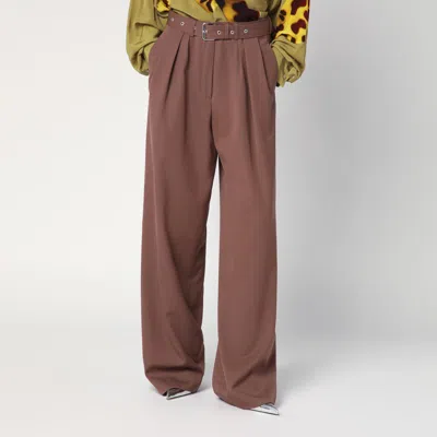 DRIES VAN NOTEN DRIES VAN NOTEN WIDE TAUPE COTTON TROUSERS