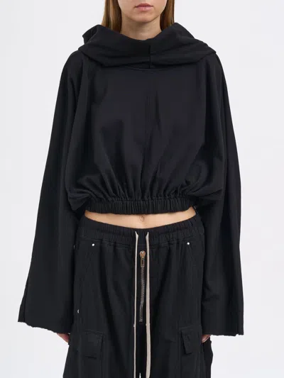 DRKSHDW DRKSHDW CROPPED HOODED TUNIC BLACK SWEATSHIRT