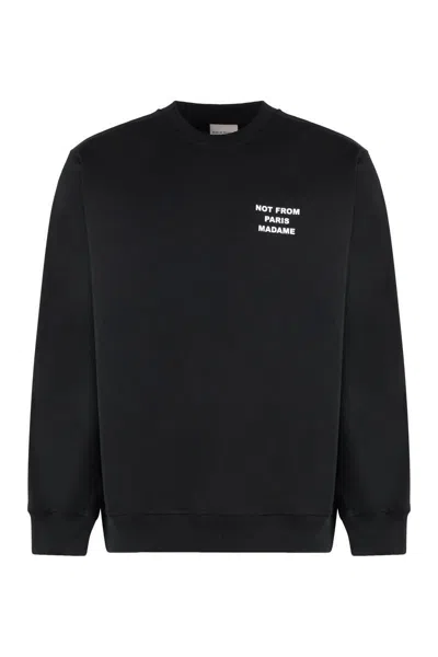 DRÔLE DE MONSIEUR DRÔLE DE MONSIEUR SLOGAN COTTON CREW-NECK SWEATSHIRT