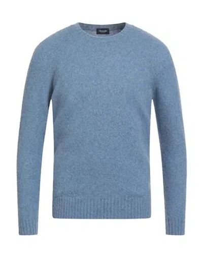DRUMOHR DRUMOHR MAN SWEATER SLATE BLUE SIZE 40 LAMBSWOOL