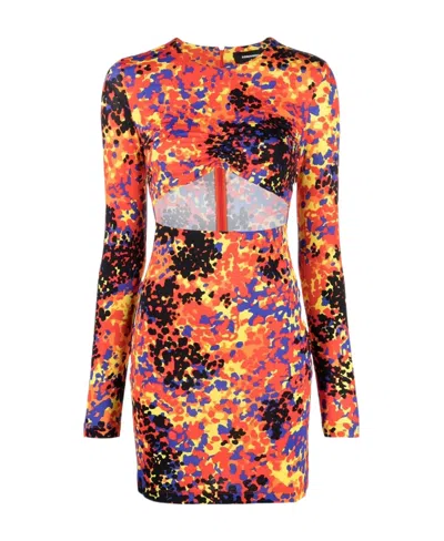 DSQUARED2 ABSTRACT PRINT CUT-OUT MINIDRESS