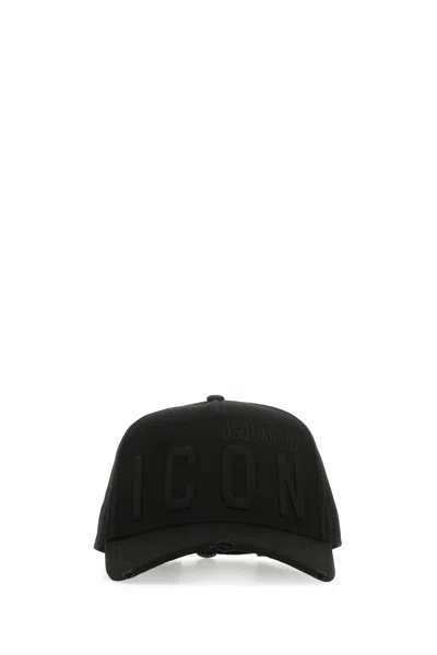 DSQUARED2 BLACK GABARDINE BASEBALL CAP