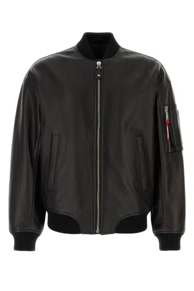 DSQUARED2 BLACK LEATHER BOMBER JACKET