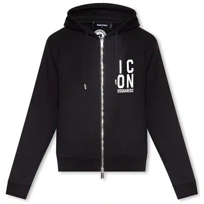 DSQUARED2 DSQUARED2 BOLD ICON LOGO BLACK ZIP-UP HOODIE