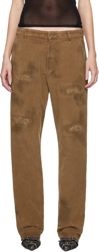 DSQUARED2 BROWN DEAN DISTRESSED CORDUROY TROUSERS