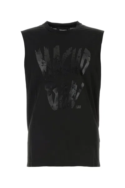 DSQUARED2 DSQUARED BLACK COTTON TANK TOP
