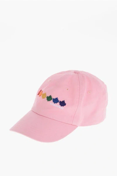 DSQUARED2 Cotton Gabardine Baseball Cap RAINBOW LEAF with Multicolor D