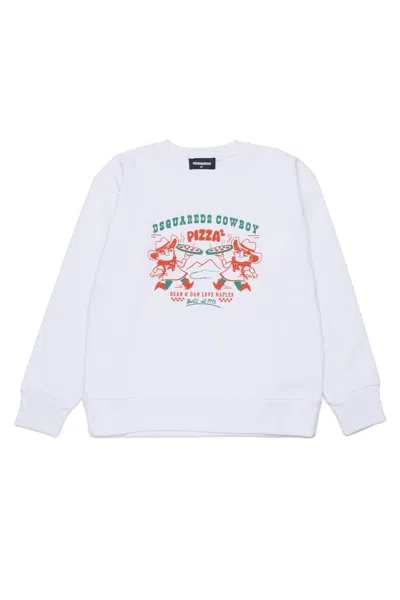 DSQUARED2 CREW-NECK SWEATSHIRT WITH COWBOY PIZZA GRAPHICS