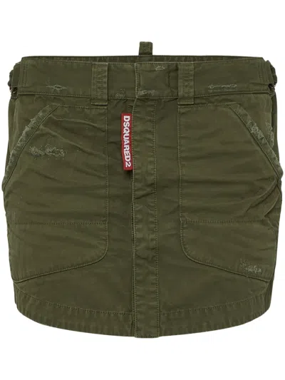 DSQUARED2 DISTRESSED COTTON MINI SKIRT