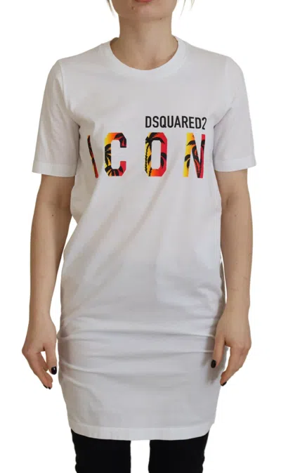 DSQUARED2 DSQUARED² COTTON ICON LOGO PRINT CREWNECK WOMEN'S T-SHIRT (PRE-OWNED)