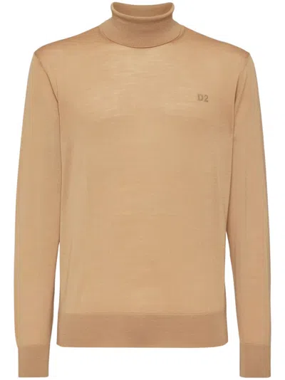 DSQUARED2 EMBROIDERED-LOGO RIBBED JUMPER