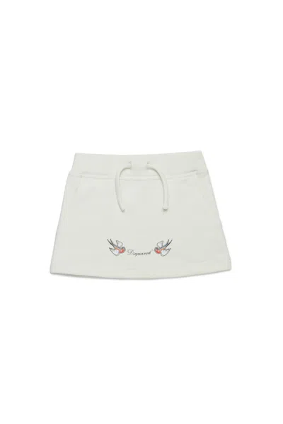 DSQUARED2 FLEECE SKIRT WITH BIRDS PRINT