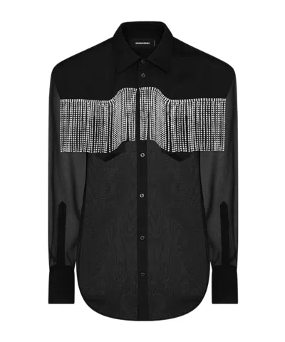 DSQUARED2 DSQUARED2 FRINGED LONG-SLEEVED SHIRT