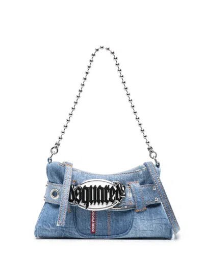 DSQUARED2 GOTHIC BELT DENIM CLUTCH BAG