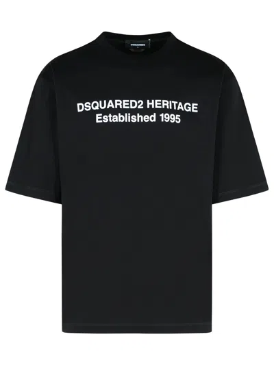 DSQUARED2 DSQUARED2 'HERITAGE' BLACK COTTON T-SHIRT MEN