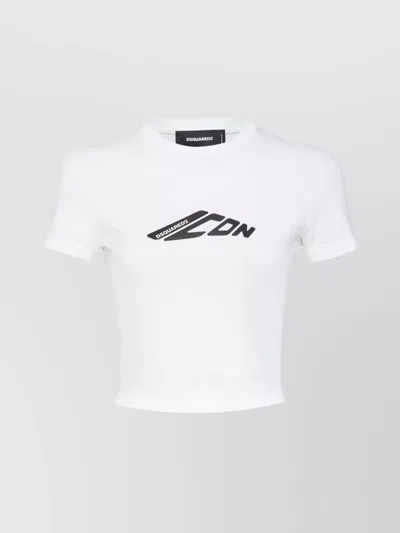 DSQUARED2 COTTON CROPPED LOGO-PRINT T-SHIRT