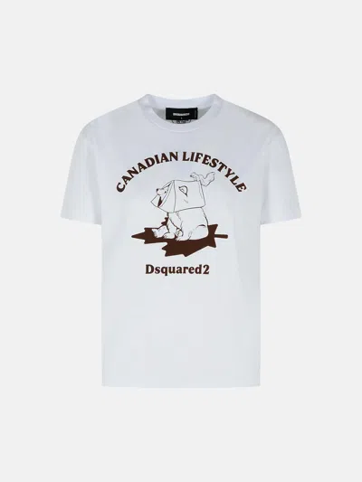 DSQUARED2 'JUST RIGHT' WHITE COTTON T-SHIRT