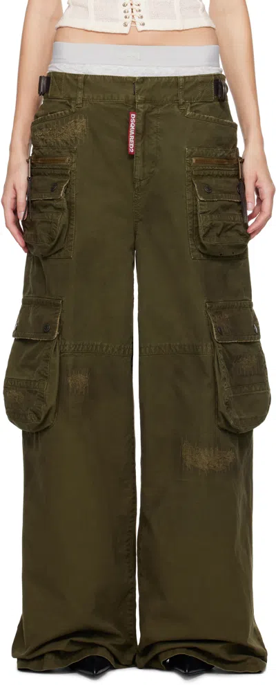 DSQUARED2 KHAKI LOST POCKET CARGO PANTS